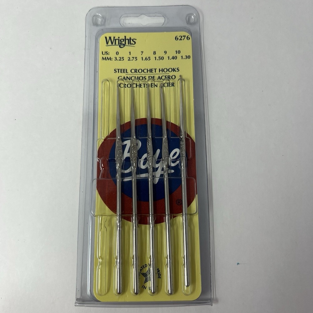 Boye Steel Crochet Hooks Set of 5 US Size 1.30 1.40 1.50 1.65 2.75 BY Wrights